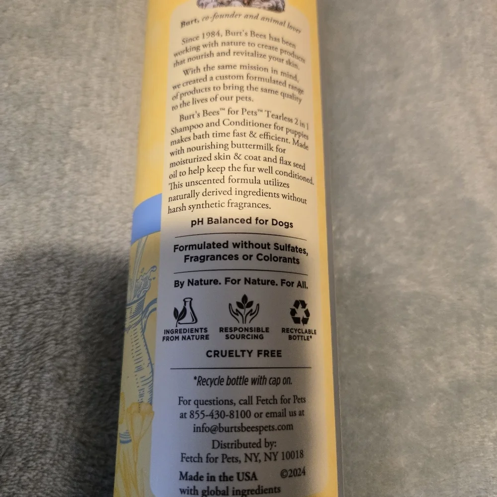 NWT Burt's Bees Tearless Puppy Shampoo & Conditioner